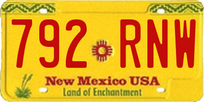 NM license plate 792RNW
