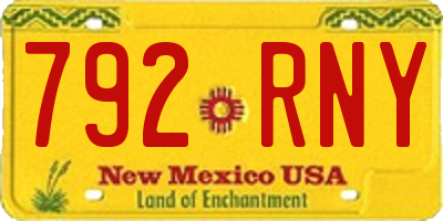 NM license plate 792RNY