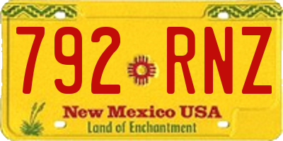 NM license plate 792RNZ