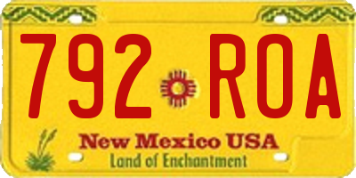 NM license plate 792ROA