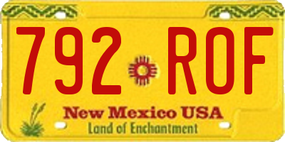NM license plate 792ROF