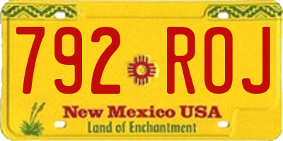 NM license plate 792ROJ