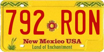 NM license plate 792RON