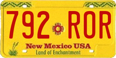 NM license plate 792ROR