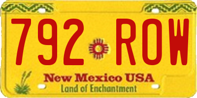 NM license plate 792ROW
