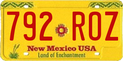NM license plate 792ROZ