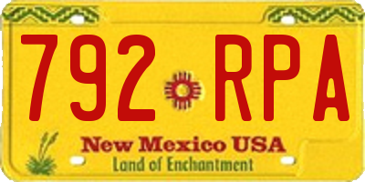 NM license plate 792RPA