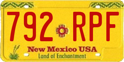 NM license plate 792RPF