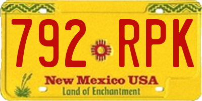 NM license plate 792RPK