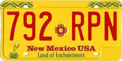 NM license plate 792RPN