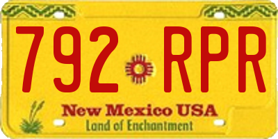 NM license plate 792RPR