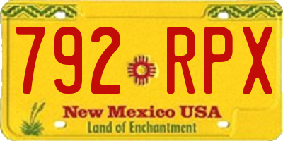 NM license plate 792RPX