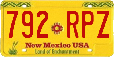 NM license plate 792RPZ
