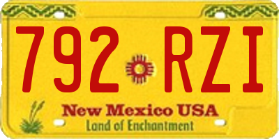NM license plate 792RZI