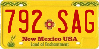 NM license plate 792SAG