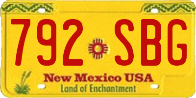 NM license plate 792SBG