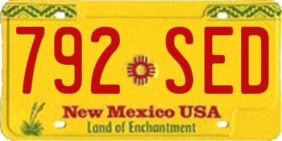 NM license plate 792SED
