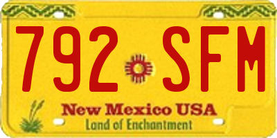 NM license plate 792SFM