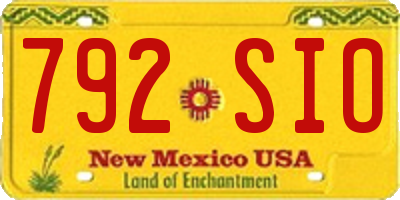 NM license plate 792SIO