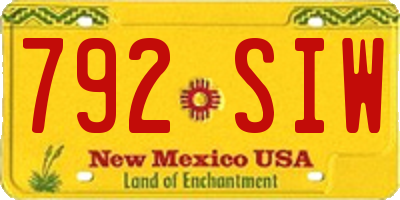 NM license plate 792SIW