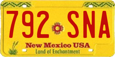 NM license plate 792SNA