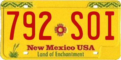NM license plate 792SOI