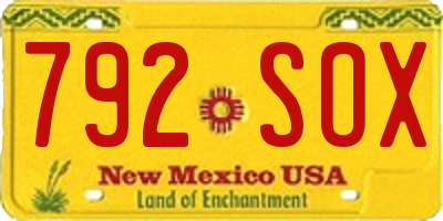 NM license plate 792SOX