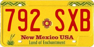 NM license plate 792SXB