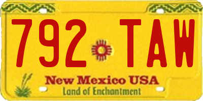 NM license plate 792TAW