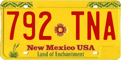 NM license plate 792TNA