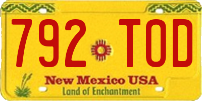 NM license plate 792TOD