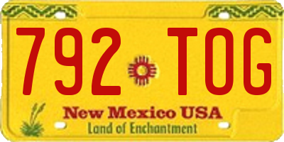 NM license plate 792TOG