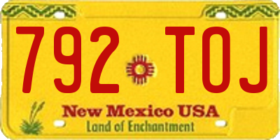 NM license plate 792TOJ