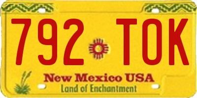 NM license plate 792TOK