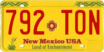 NM license plate 792TON