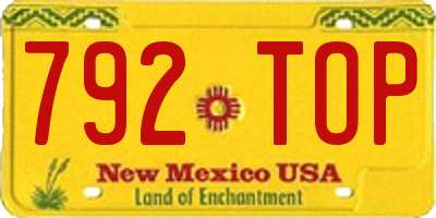 NM license plate 792TOP