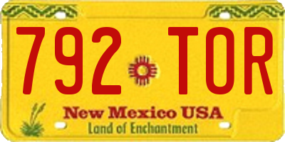 NM license plate 792TOR
