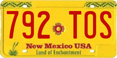NM license plate 792TOS