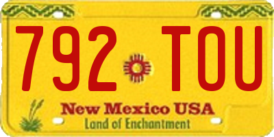 NM license plate 792TOU