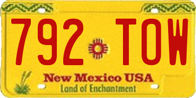 NM license plate 792TOW