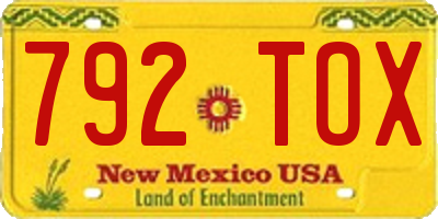 NM license plate 792TOX
