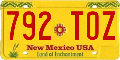 NM license plate 792TOZ
