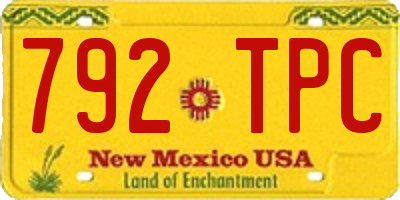 NM license plate 792TPC