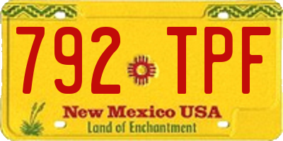 NM license plate 792TPF