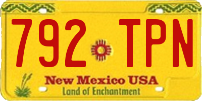 NM license plate 792TPN