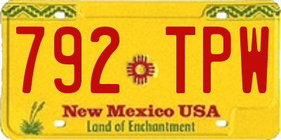 NM license plate 792TPW