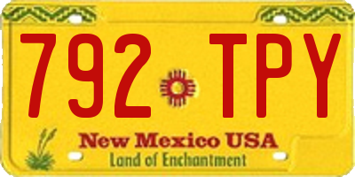 NM license plate 792TPY