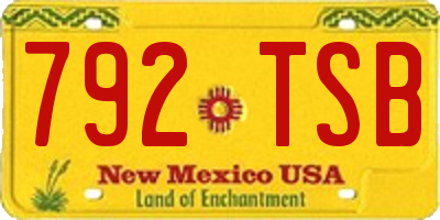 NM license plate 792TSB