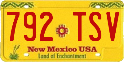 NM license plate 792TSV
