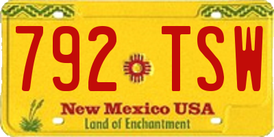 NM license plate 792TSW